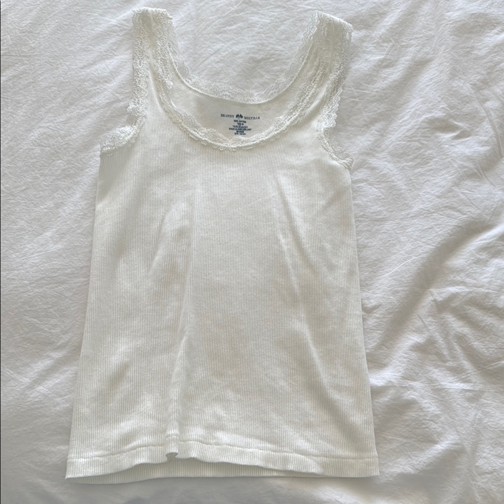 White Lace Trim Tank Top